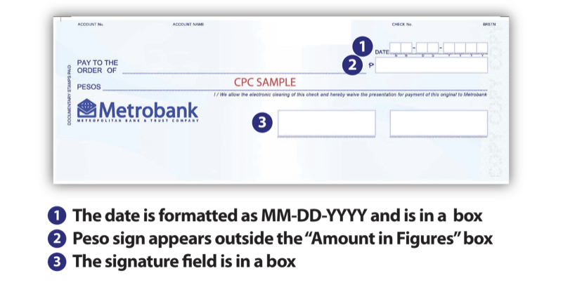 Only Checks Compliant With The New PCHC Format Will Be Accepted For   Metrobank New Check Format 